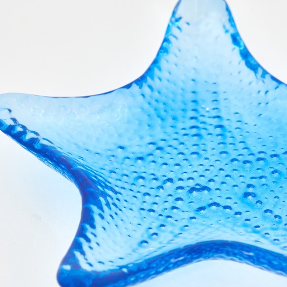 New 2 pc Starfish Blue Glass Dishes - Picture 2 of 2